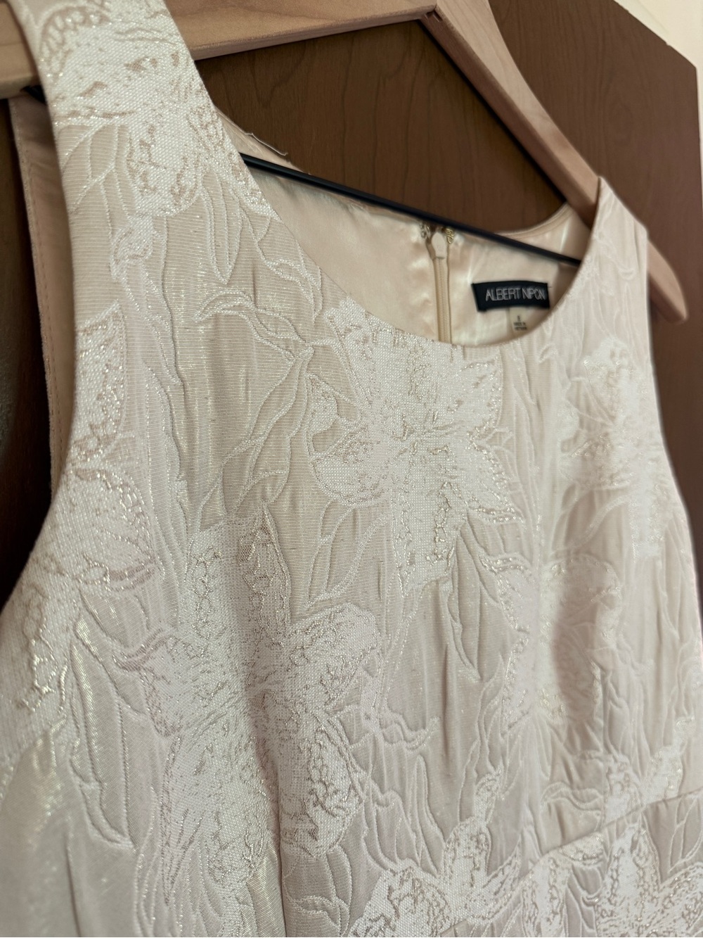 Albert Nipon Cream Floral Jacquard Sheath Dress NWT Quiet Luxury Old Money - Picture 5 of 7